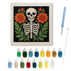 Skeleton in Bloom punch needle kit: finished canvas with threads, punch needle and threader