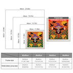 Size chart for square punch needle kits from 30 x 30 cm to 60 x 60 cm