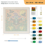 Skeleton in the Corn punch needle kit, 24 × 24 in (60 × 60 cm): canvas size and kit contents