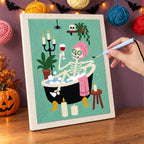 Punching the Skeleton Spa Night design with the punch needle