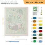 Skeleton Spa Night punch needle kit, 20 × 24 in (50 × 60 cm): canvas size and kit contents