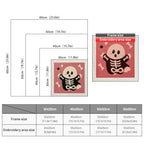 Size chart for square punch needle kits from 30 x 30 cm to 60 x 60 cm