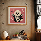 Finished Skeleton Suit Ghost punch needle canvas on a wall