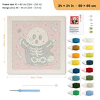 Skeleton Suit Ghost punch needle kit, 24 × 24 in (60 × 60 cm): canvas size and kit contents