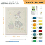 Skeleton Suit Goose punch needle kit, 16 × 20 in (40 × 50 cm): canvas size and kit contents