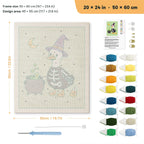 Skeleton Suit Goose punch needle kit, 20 × 24 in (50 × 60 cm): canvas size and kit contents