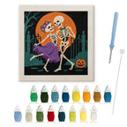 Skeleton Waltz punch needle kit: finished canvas with threads, punch needle and threader