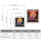 Size chart for square punch needle kits from 30 x 30 cm to 60 x 60 cm
