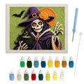 Skeleton Witch with Pearls punch needle kit: finished canvas with threads, punch needle and threader