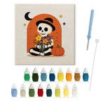Skeleton with Bouquet punch needle kit: finished canvas with threads, punch needle and threader