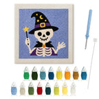 Skeleton Wizard punch needle kit: finished canvas with threads, punch needle and threader