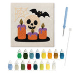 Skull and Candles punch needle kit: finished canvas with threads, punch needle and threader