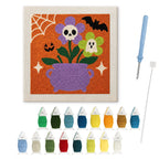 Skull Flower Cauldron punch needle kit: finished canvas with threads, punch needle and threader