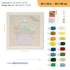 Skull Flower Cauldron punch needle kit, 20 × 20 in (50 × 50 cm): canvas size and kit contents