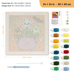 Skull Flower Cauldron punch needle kit, 24 × 24 in (60 × 60 cm): canvas size and kit contents