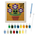 Skull Flower Pot punch needle kit: finished canvas with threads, punch needle and threader