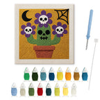 Skull Flower Pot punch needle kit: finished canvas with threads, punch needle and threader