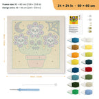 Skull Flower Pot punch needle kit, 24 × 24 in (60 × 60 cm): canvas size and kit contents