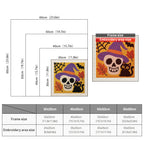 Size chart for square punch needle kits from 30 x 30 cm to 60 x 60 cm