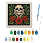 Skull in Hands punch needle kit: finished canvas with threads, punch needle and threader