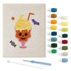 Skull Milkshake punch needle kit: finished canvas with threads, punch needle and threader