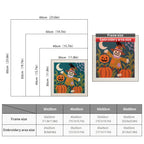 Size chart for square punch needle kits from 30 x 30 cm to 60 x 60 cm