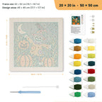 Skull Scarecrow Patch punch needle kit, 20 × 20 in (50 × 50 cm): canvas size and kit contents