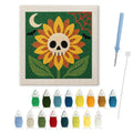Skull Sunflower punch needle kit: finished canvas with threads, punch needle and threader