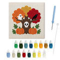 Skull Tree and Ghost punch needle kit: finished canvas with threads, punch needle and threader