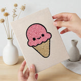 Hand holding a finished Smiley Snacks mini canvas