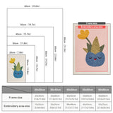 Size chart for punch needle kits from 20 x 30 cm to 60 x 80 cm
