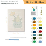 Smiling Blue Pot punch needle kit, 12 × 16 in (30 × 40 cm): canvas size and kit contents