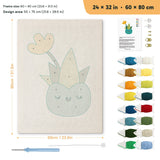 Smiling Blue Pot punch needle kit, 24 × 32 in (60 × 80 cm): canvas size and kit contents