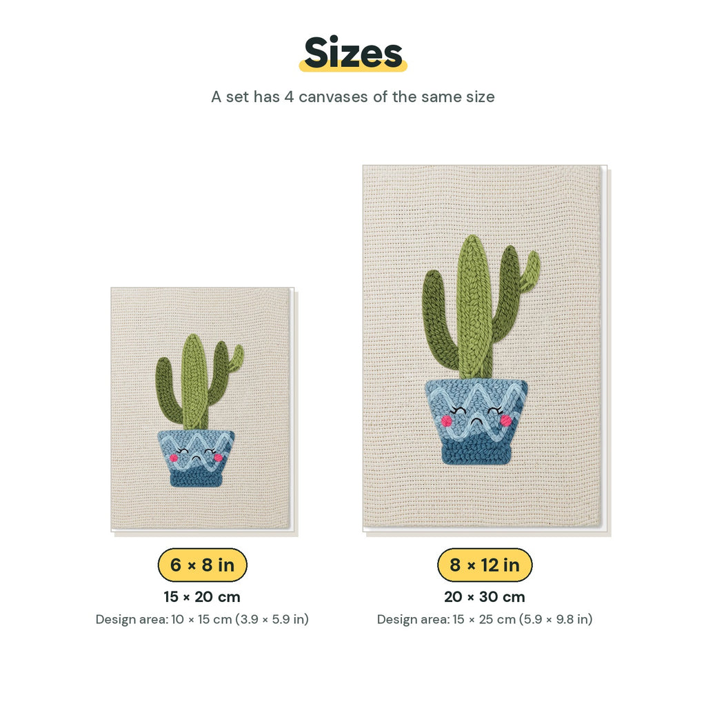 Size chart for the two mini canvas sizes: 6 x 8 in and 8 x 12 in