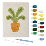 Smiling Orange Pot punch needle kit: finished canvas with threads, punch needle and threader