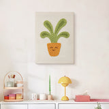 Finished Smiling Orange Pot punch needle canvas on a wall