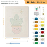 Smiling Pink Pot punch needle kit, 20 × 24 in (50 × 60 cm): canvas size and kit contents