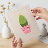 Hand holding a finished Smiling Pink Pots mini canvas