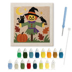 Smiling Scarecrow punch needle kit: finished canvas with threads, punch needle and threader