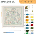 Smiling Scarecrow punch needle kit, 24 × 24 in (60 × 60 cm): canvas size and kit contents