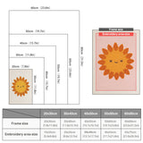 Size chart for punch needle kits from 20 x 30 cm to 60 x 80 cm