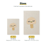 Size chart for the two mini canvas sizes: 6 x 8 in and 8 x 12 in