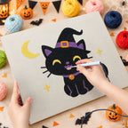Punching the Smiling Witch Kitten design with the punch needle