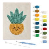 Smiling Yellow Pot punch needle kit: finished canvas with threads, punch needle and threader