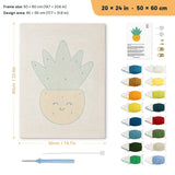 Smiling Yellow Pot punch needle kit, 20 × 24 in (50 × 60 cm): canvas size and kit contents