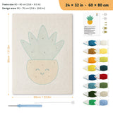 Smiling Yellow Pot punch needle kit, 24 × 32 in (60 × 80 cm): canvas size and kit contents