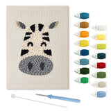 Smiling Zebra punch needle kit: finished canvas with threads, punch needle and threader