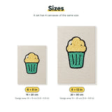 Size chart for the two mini canvas sizes: 6 x 8 in and 8 x 12 in