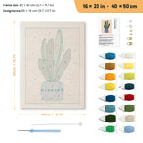 Snake Plant on Peach punch needle kit, 16 × 20 in (40 × 50 cm): canvas size and kit contents