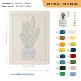 Snake Plant on Peach punch needle kit, 20 × 24 in (50 × 60 cm): canvas size and kit contents